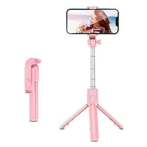 Live-Video-Telefonstativ, Edelstahl-Selfie-Stick, Tragbar, Zusammenklappbar, Selfie-Stab, Live-Video-Selfie-Stick-Stativ mit Fernbedienung (PINK) von Yanmis