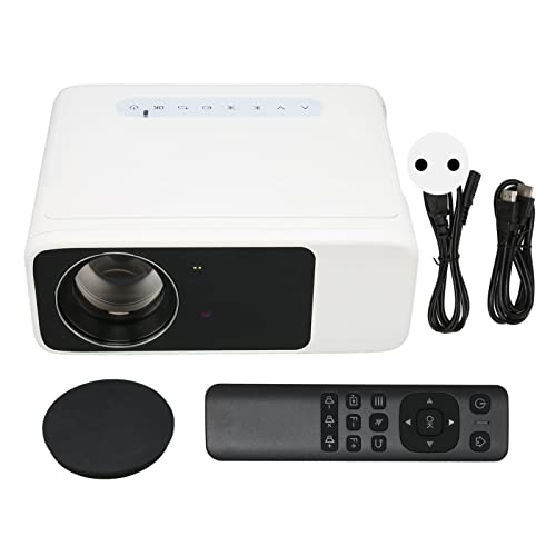 Projektor, tragbar, 1080P 4K 380ANSI 2,4G/5G WiFi BT5.1 Beamer, kabellos, mit Zwei HiFi-Lautsprechern (EU-Stecker) von Yanmis