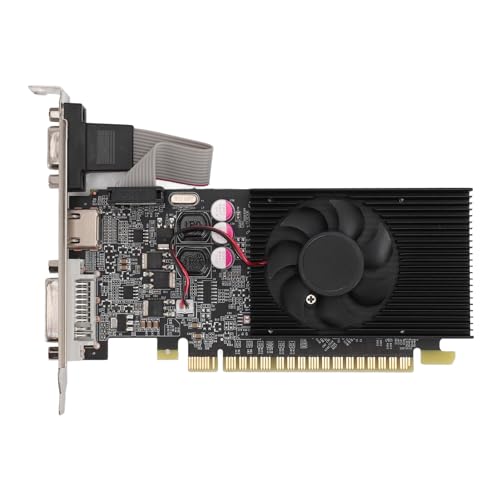 Yanmis GT 210-Grafikkarte, 64-Bit-DDR3-550-MHz-PCI-Express-2.0-Gaming-GPU-Grafikkarte, HDMI-DVI-VGA mit Lüfter für Büro- und PC-Gaming von Yanmis