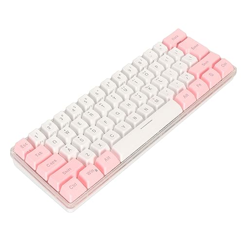 Yanmis Gaming-Tastatur, kabelgebunden, mechanische -Tastatur mit RGB-Hintergrundbeleuchtung, kompakte Tastatur mit 61 Tasten für 11 10 8 7 Vista, XP und OS X (Rosa Weiß) von Yanmis