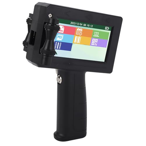 Yanmis Handheld-Tintenstrahldrucker, Tragbarer 12,7-mm-Tintenstrahldrucker, 4,3-Zoll-LED-Touchscreen, Tintenstrahl-Etikettendrucker für Text, Logo, Datum, Chargennummer, QR-Barcode-Druck von Yanmis