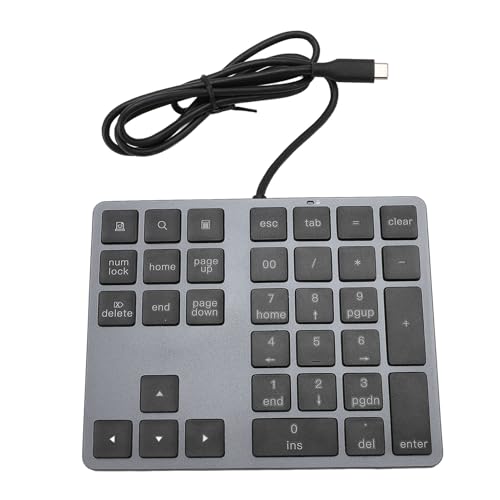 Yanmis Kabelgebundener Nummernblock, 34 Tasten, Numerische Tastatur, USB C 3.1 HUB, 5 Gbit/s, Externe -Slim-Tastatur für Laptop-Desktop-PC, für, für Android, für OS X von Yanmis