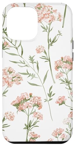 Hülle für iPhone 13 Pro Max Pastellrosa Schafgarbe Blumen und grüne Blätter von Yarrow Flowers Vintage Botanical Design