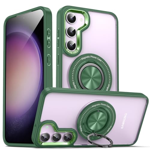 Yarxiawin Kompatibel für Samsung Galaxy S23 Plus Hülle Silikon Case Magnetisch Ring Transparent Aesthetic, Kompatibel mit Magsafe Handyhülle Samsung S23 Plus mit Ständer Schutzhülle (Grün) von Yarxiawin