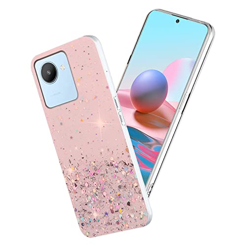 Yarxiawin Kompatibel mit Realme C30 hülle Transparent Glitzer Aesthetic Muster, Handyhülle Realme C30 Silikon Durchsichtig Dünn Cover, Schutzhülle Realme C30 Clear Case Silikonhülle (Rosa) von Yarxiawin