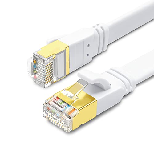 Yauhody Cat 8 Lan Kabel 5M, Ethernet Kabel RJ45 40Gbps 2000MHz S/FTP Netzwerkkabel Flach Gigabit Internetkabel High Speed Patchkabel für PS5, Router, X-Box, Modem, PC, Switches (Weiß) von Yauhody