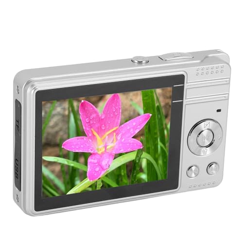 Digitalkamera für Jugendliche, 50 MP, 1080P HD, 2,8-Zoll-TFT-Bildschirm, 16-facher Digitalzoom, Autofokus, Taschen-Kompaktkamera mit LED-Blitz für Reisefotografie (Silver) von Yctze