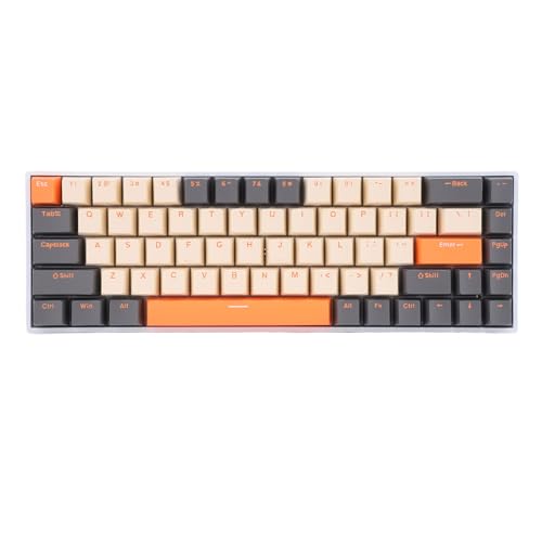 Yctze 68-Tasten-Hanical-Tastatur mit Rotem Schalter, RGB-Hintergrundbeleuchtung, 3 Modi – BT3.0, Typ C Kabelgebunden – Gaming-Computertastatur für PC – Kompaktes 68-Tasten-Layout für von Yctze