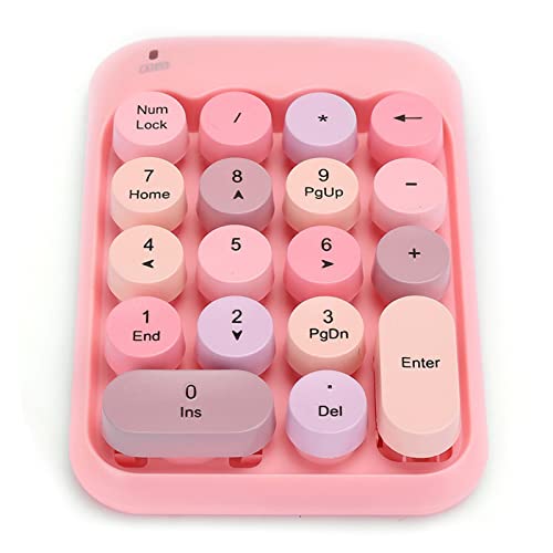 Yctze Tragbare Wirel Numerische Tastatur Numpad Vintage Bunte Runde Num Tastatur 18 Tasten für die Finanzbuchhaltung von Yctze