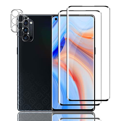 Ydiciv 2+2 Stück Schutzfolie für OPPO Reno4 Pro 5G Panzer Schutz Glas, 2 Stücke panzerfolie und 2 Stücke Kamera Glas, 9H Härte, HD Klar Schutzglas, No-Bubble, für OPPO Reno4 Pro 5G von Ydiciv