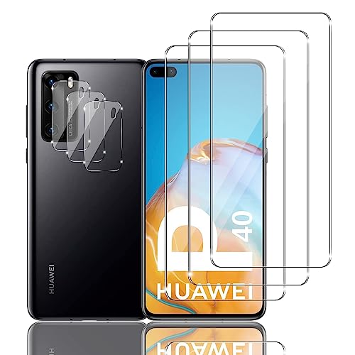 Ydiciv 3+3 Stück Schutzfolie für Huawei P40 Panzer Schutz Glas, 3 Stücke panzerfolie und 3 Stücke Kamera Glas, 9H Härte, HD Klar Schutzglas, No-Bubble, für Huawei P40 von Ydiciv