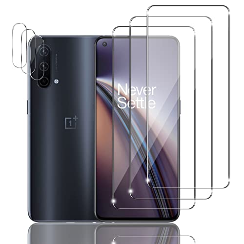 Ydiciv 3+3 Stück Schutzfolie für OnePlus Nord CE 5G Panzer Schutz Glas, 3 Stücke panzerfolie und 3 Stücke Kamera Glas, 9H Härte, HD Klar Schutzglas, No-Bubble, für OnePlus Nord CE 5G von Ydiciv