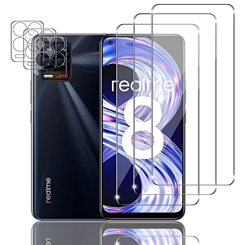 Ydiciv 3+3 Stück Schutzfolie für Realme 8, 3 Stücke panzerfolie und 3 Stücke Kamera Glas, [9H Härte Glas], [HD Klar Schutzglas], [No-Bubble], für Realme 8 von Ydiciv