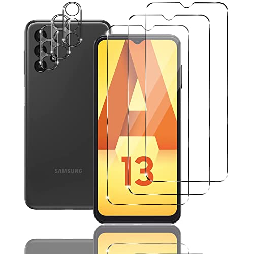 Ydiciv 3+3 Stück Schutzfolie für Samsung Galaxy A13 Panzer Schutz Glas, 3 Stücke panzerfolie und 3 Stücke Kamera Glas, 9H Härte, HD Klar Schutzglas, No-Bubble, für Samsung Galaxy A13 von Ydiciv