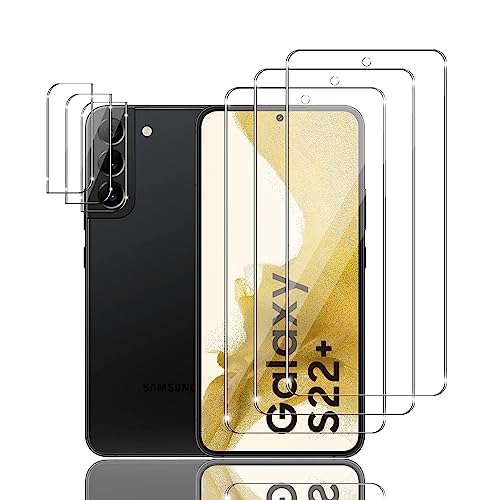 Ydiciv 3+3 Stück Schutzfolie für Samsung Galaxy S22 Plus 5G Panzer Schutz Glas, 3 Stücke panzerfolie und 3 Stücke Kamera Glas, 9H Härte, HD Klar Schutzglas, No-Bubble, für Samsung Galaxy S22 Plus 5G von Ydiciv