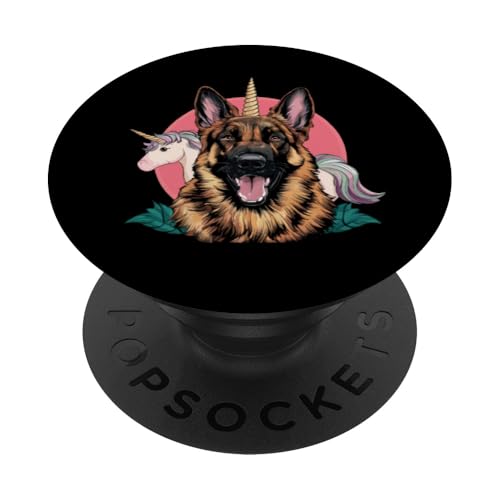 Deutscher Schäferhund mit Einhorn und Horn PopSockets Klebender PopGrip von !!!Yeah Deutscher Schäferhund Designz