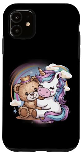 Hülle für iPhone 11 Kawaii Einhorn mit süßen Teddybär von !!!Yeah Einhorn Designz