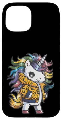 Hülle für iPhone 15 Cartoon Kawaii Einhorn mit Tiger-Outfit von !!!Yeah Einhorn Designz