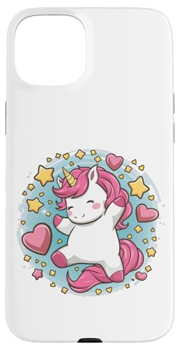 Hülle für iPhone 15 Plus Niedliches Kawaii Einhorn mit Sternen und Herzen von !!!Yeah Einhorn Designz