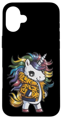 Hülle für iPhone 16 Plus Cartoon Kawaii Einhorn mit Tiger-Outfit von !!!Yeah Einhorn Designz