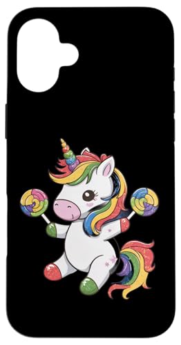 Hülle für iPhone 16 Plus Kawaii Einhorn mit Süßigkeiten von !!!Yeah Einhorn Designz