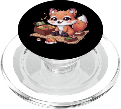 Cartoon Kawaii Fuchs mit Kirschen bunter Lunchbox PopSockets PopGrip für MagSafe von !!!Yeah Fuchs Designz