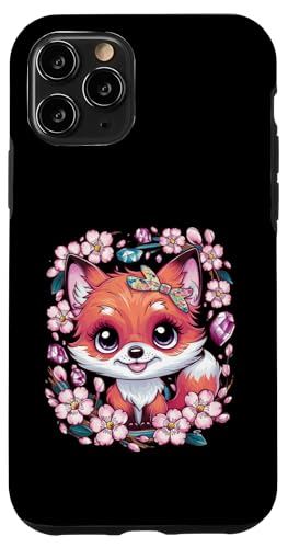 Hülle für iPhone 11 Pro Kawaii Fuchs im Cartoon Stil mit Sakura Kirschblüten von !!!Yeah Fuchs Designz