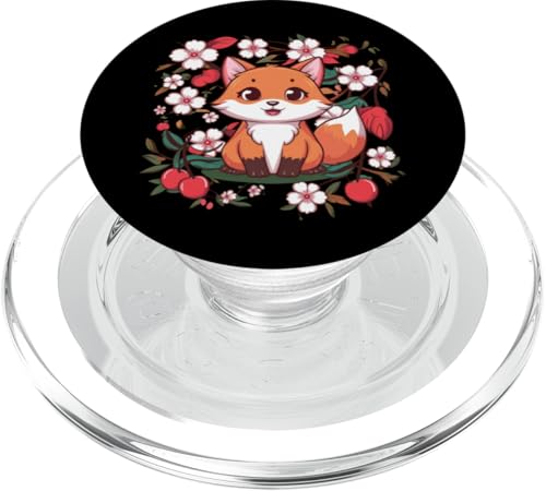 Kawaii Fuchs mit Kirschen und Sakura Kirschblüten PopSockets PopGrip für MagSafe von !!!Yeah Fuchs Designz