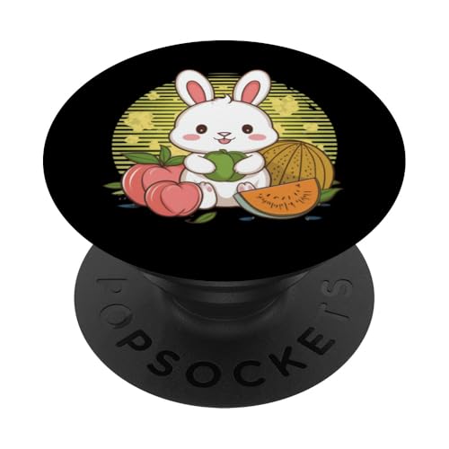 Kawaii Hase mit Pfirsichen und Melonen PopSockets Klebender PopGrip von !!!Yeah Hase Designz