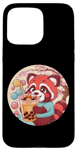 Hülle für iPhone 15 Pro Max Roter Kawaii Panda mit Bubble Tea von !!!Yeah Panda Designz