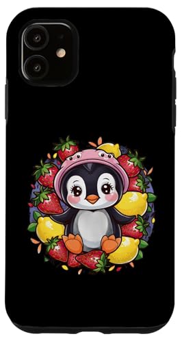 Hülle für iPhone 11 Kawaii Pinguin mit Erdbeeren und Zitronen von !!!Yeah Pinguin Designz