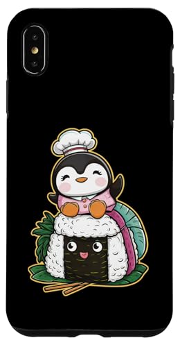 Hülle für iPhone XS Max Kawaii Pinguin mit Onigiri Reisball von !!!Yeah Pinguin Designz