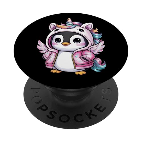 Kawaii Pinguin mit Einhorn Ouftit PopSockets Klebender PopGrip von !!!Yeah Pinguin Designz