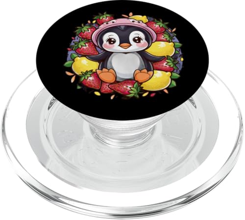 Kawaii Pinguin mit Erdbeeren und Zitronen PopSockets PopGrip für MagSafe von !!!Yeah Pinguin Designz