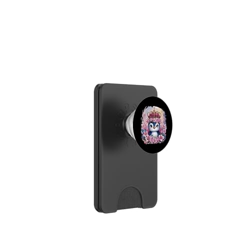 Kawaii Pinguin mit Krone, Rosen und Lillien PopSockets PopWallet für MagSafe von !!!Yeah Pinguin Designz