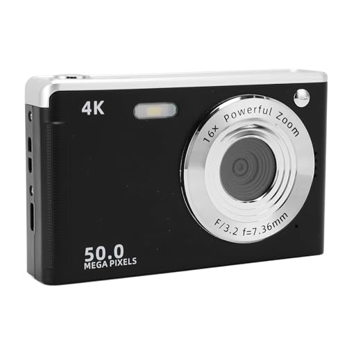 Autofokus 4K 50 MP Digital Point and Shoot -Kamera mit Fülllicht, Digitalkamera, 2,8 -Zoll (Black) von Yechiry