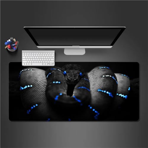 Schwarzblaue Schlange Mauspad,Große Gaming Mauspad,900x400x2mm XXL Tastatur Matte,rutschfeste Gummibasis,Genähte Kanten,Spezielle Oberfläche verbessert Geschwindigkeit und Präzision für Home Office von Yeecer