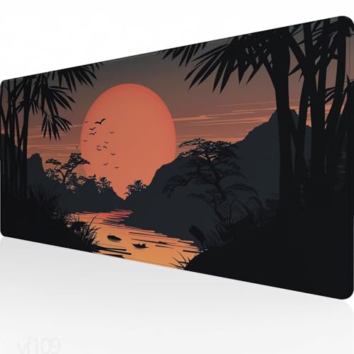 Mauspad XXL 600x300x3mm,Gaming Mauspad Rot Mousepad Groß,Schreibtisch Unterlage Sonnenaufgang Motiv,WassXerdicht Desk Mat,Mouse Pad mit Vernähte Kanten,Verbessert Präzision und Geschwindigkeit YF-109 von Yeefion