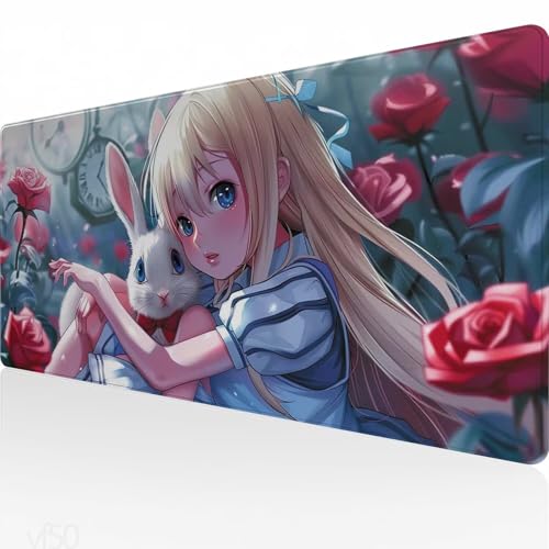 XXL Mauspad Frau,Gaming Mauspad,Mousepad Kaninchen,Verlängertes Mauspad 1500x800x3mm,Rutschfeste Gummibasis,Tischunterlage,Mouse Pad Wasserdicht Anti-Rutsch und Langlebig für Gaming,Büro,Zuhause YF-50 von Yeefion