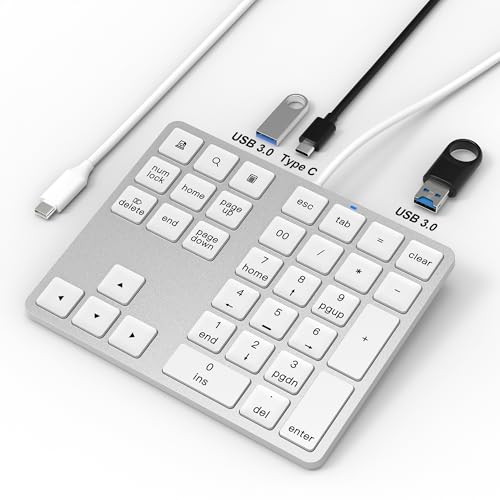 Yeemie Nummernblock, Ziffernblock, 34-Tasten-Tastatur mit 2 USB 3.0 HUB von Yeemie