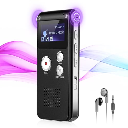 Professionelles Digitales Diktiergerät, Diktiergerät mit Sprachaktivierter Aufnahme, digitales Audio-Tonaufnahmegerät für Vorträge, Meetings, Interviews, MP3-Player (64 GB) von Yegolito