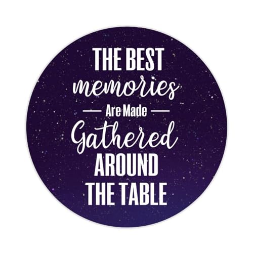 50 Stück Aufkleber "The Best Memories are Made Gathered Around The Table", Geschenkanhänger, Vinyl-Aufkleber, Zitat-Aufkleber für Wasserflaschen, Laptop-Umschläge, Siegel, Goodie-Taschen, 10,2 cm von Yelolyio