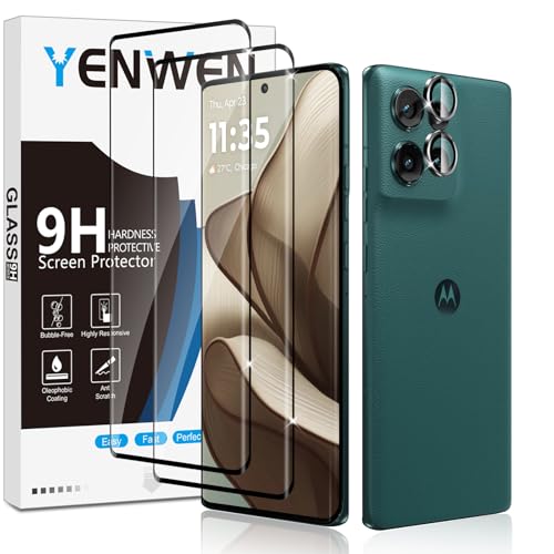 Yenwen Schutzfolie für Motorola Moto Edge 50 für Panzerglas, 2 Stück Panzer Schutz Glas mit 2 Stück Kameraschutz, 9H Härte Schutzglas Anti-Kratzer Handy Folie HD Klar Displayschutz von Yenwen