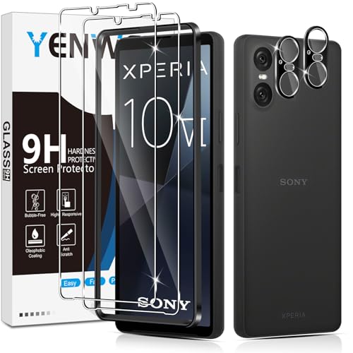 Yenwen Schutzfolie für Sony Xperia 10 VI für Panzerglas, 2 Stück Panzerfolie mit 2 Stück Kameraschutz, 9H Härte Schutzglas Anti-Kratzer Glas Handy Folie HD Klar Displayschutz von Yenwen