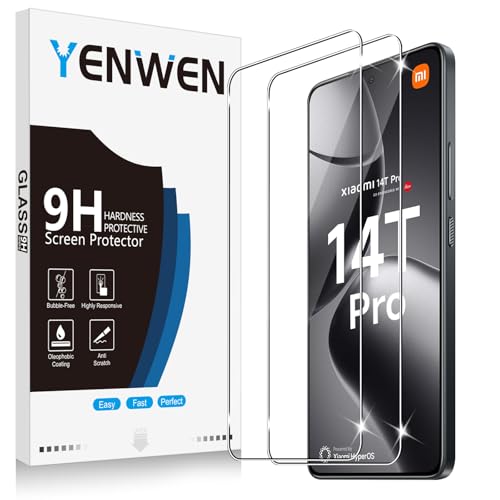 Yenwen Schutzfolie für Xiaomi 14T Pro 5G / Xiaomi Mi 14T für Panzerglas, 2 Stück Panzerfolie 9H Härte Schutzglas Anti-Kratzer Glas Handy Folie HD Klar Displayschutz von Yenwen