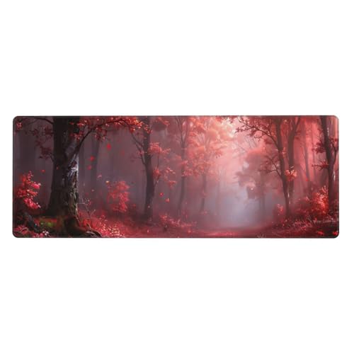 Gaming Mauspad Baum Motiv,Landschaft Mousepad XXL 800 x 400 x 3mm, Wetterfest Anti-Rutsch Schreibtisch Mouse Pad Verbessert Präzision und Geschwindigkeit, Gaming Zubehör für Zimmer Deko Geschenk von Yeogcohe