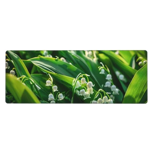 Gaming Mauspad Blumen Motiv,Campanula Mousepad XXL 1200 x 600 x 3mm, Wetterfest Anti-Rutsch Schreibtisch Mouse Pad Verbessert Präzision und Geschwindigkeit, Gaming Zubehör für Home Zimmer Deko von Yeogcohe