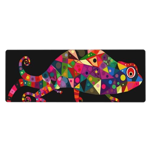 Gaming Mauspad Chamäleon Motiv,Tier Mousepad XXL 1200 x 600 x 3mm, Wetterfest Anti-Rutsch Schreibtisch Mouse Pad Verbessert Präzision und Geschwindigkeit, Gaming Zubehör für Zimmer Deko Geschenk von Yeogcohe