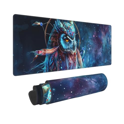 Gaming Mauspad Eule Motiv,Traumfänger Mousepad XXL 1200 x 600 x 3mm, Wetterfest Anti-Rutsch Schreibtisch Mouse Pad Verbessert Präzision und Geschwindigkeit, Gaming Zubehör für Home Zimmer Deko von Yeogcohe