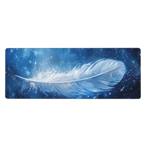 Gaming Mauspad Feather Motiv,Fantasie Mousepad XXL 800 x 400 x 3mm, Wetterfest Anti-Rutsch Schreibtisch Mouse Pad Verbessert Präzision und Geschwindigkeit, Gaming Zubehör für Home Zimmer Deko von Yeogcohe